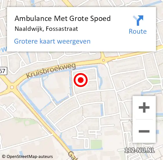 Locatie op kaart van de 112 melding: Ambulance Met Grote Spoed Naar Naaldwijk, Fossastraat op 9 augustus 2022 18:36