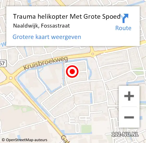 Locatie op kaart van de 112 melding: Trauma helikopter Met Grote Spoed Naar Naaldwijk, Fossastraat op 9 augustus 2022 18:40