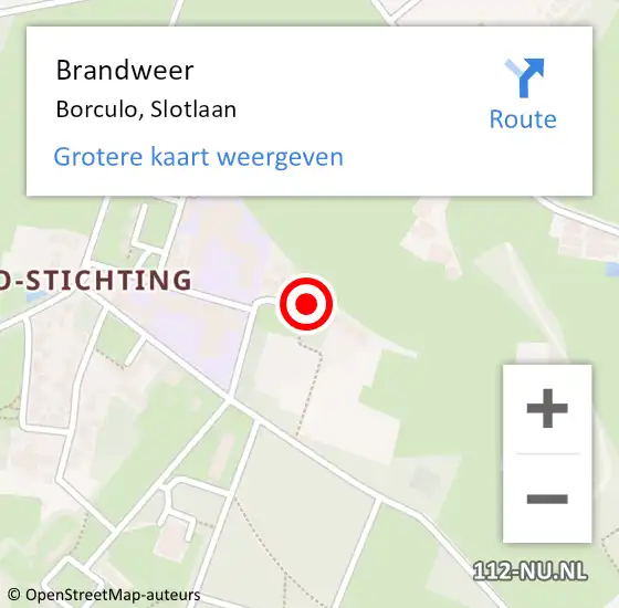 Locatie op kaart van de 112 melding: Brandweer Borculo, Slotlaan op 9 augustus 2022 18:41