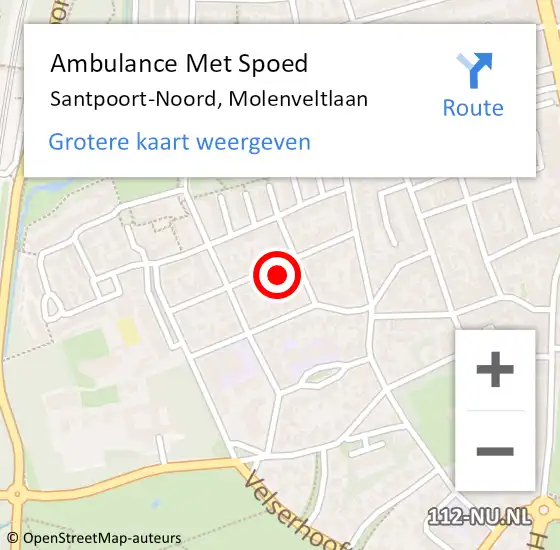 Locatie op kaart van de 112 melding: Ambulance Met Spoed Naar Santpoort-Noord, Molenveltlaan op 9 augustus 2022 18:45