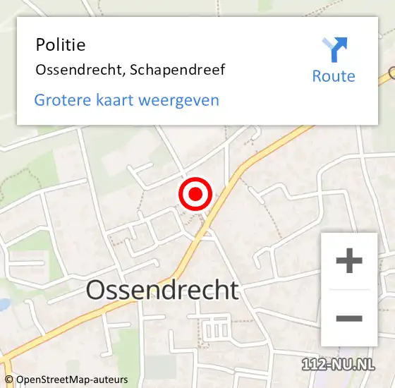 Locatie op kaart van de 112 melding: Politie Ossendrecht, Schapendreef op 9 augustus 2022 18:57