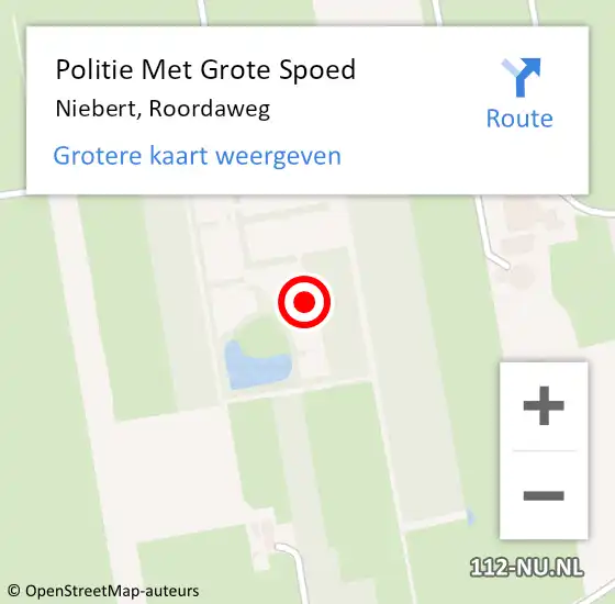 Locatie op kaart van de 112 melding: Politie Met Grote Spoed Naar Niebert, Roordaweg op 9 augustus 2022 19:11