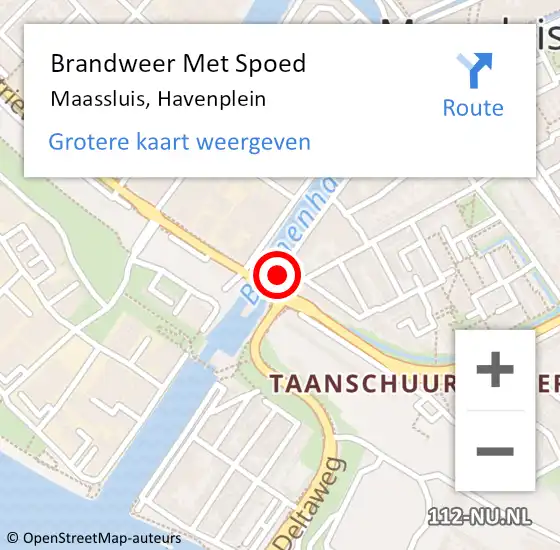 Locatie op kaart van de 112 melding: Brandweer Met Spoed Naar Maassluis, Havenplein op 9 augustus 2022 19:11