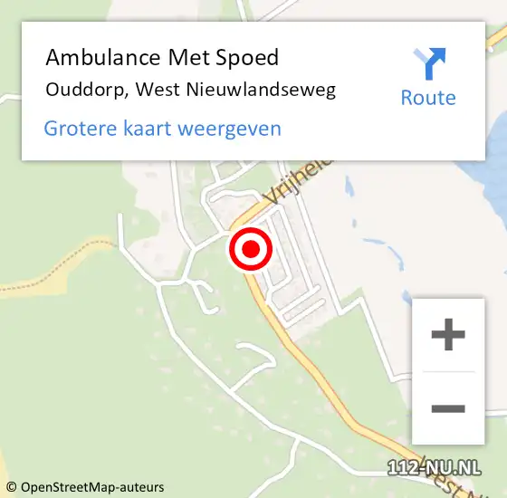 Locatie op kaart van de 112 melding: Ambulance Met Spoed Naar Ouddorp, West Nieuwlandseweg op 9 augustus 2022 19:19