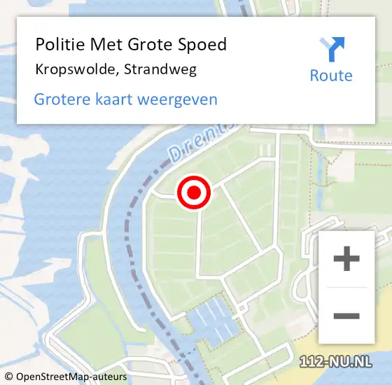 Locatie op kaart van de 112 melding: Politie Met Grote Spoed Naar Kropswolde, Strandweg op 9 augustus 2022 19:29