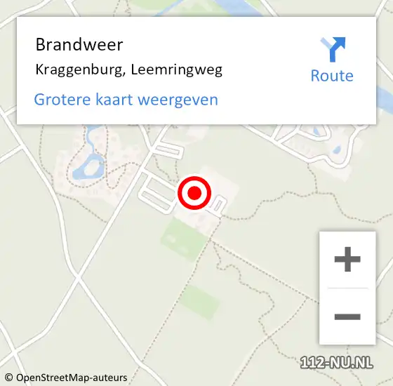 Locatie op kaart van de 112 melding: Brandweer Kraggenburg, Leemringweg op 9 augustus 2022 19:31