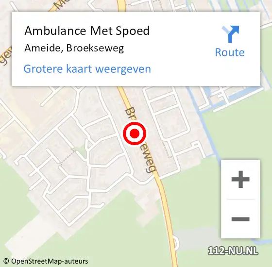 Locatie op kaart van de 112 melding: Ambulance Met Spoed Naar Ameide, Broekseweg op 9 augustus 2022 19:31