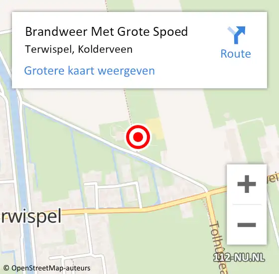 Locatie op kaart van de 112 melding: Brandweer Met Grote Spoed Naar Terwispel, Kolderveen op 9 augustus 2022 19:36