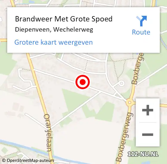 Locatie op kaart van de 112 melding: Brandweer Met Grote Spoed Naar Diepenveen, Wechelerweg op 9 augustus 2022 19:54
