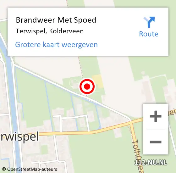 Locatie op kaart van de 112 melding: Brandweer Met Spoed Naar Terwispel, Kolderveen op 9 augustus 2022 19:55