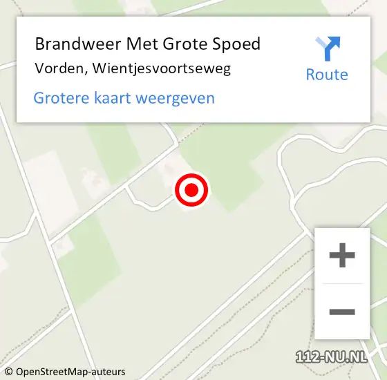 Locatie op kaart van de 112 melding: Brandweer Met Grote Spoed Naar Vorden, Wientjesvoortseweg op 9 augustus 2022 20:06