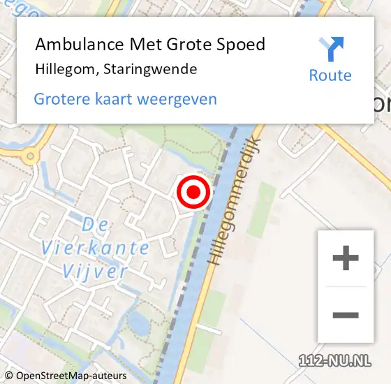 Locatie op kaart van de 112 melding: Ambulance Met Grote Spoed Naar Hillegom, Staringwende op 9 augustus 2022 20:11