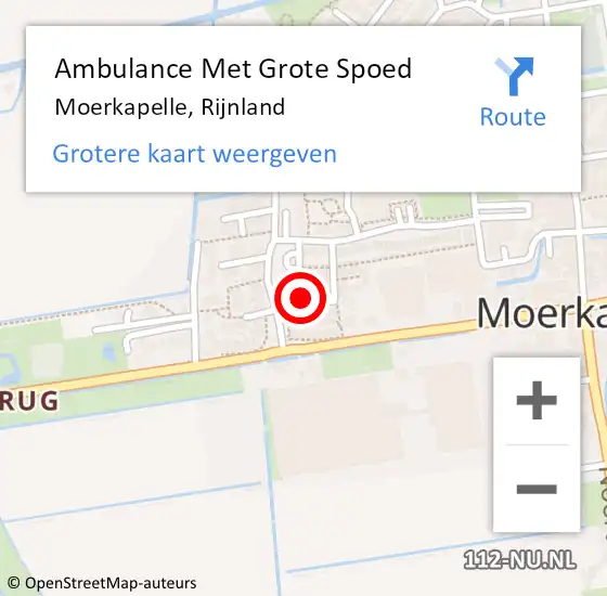 Locatie op kaart van de 112 melding: Ambulance Met Grote Spoed Naar Moerkapelle, Rijnland op 9 augustus 2022 20:11