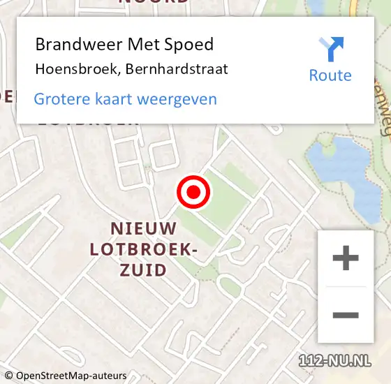 Locatie op kaart van de 112 melding: Brandweer Met Spoed Naar Hoensbroek, Bernhardstraat op 9 augustus 2022 20:16