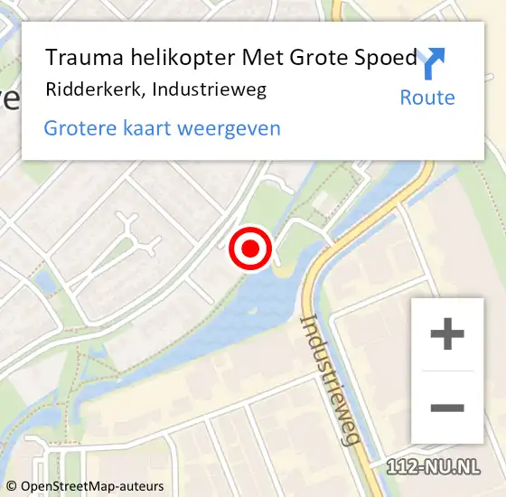 Locatie op kaart van de 112 melding: Trauma helikopter Met Grote Spoed Naar Ridderkerk, Industrieweg op 9 augustus 2022 20:26