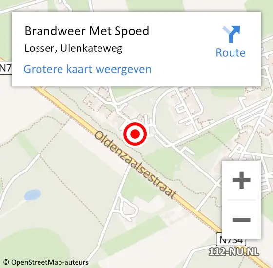 Locatie op kaart van de 112 melding: Brandweer Met Spoed Naar Losser, Ulenkateweg op 9 augustus 2022 20:27