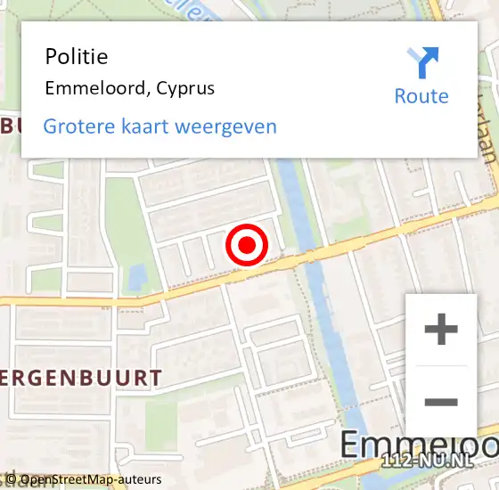 Locatie op kaart van de 112 melding: Politie Emmeloord, Cyprus op 9 augustus 2022 20:28