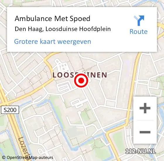 Locatie op kaart van de 112 melding: Ambulance Met Spoed Naar Den Haag, Loosduinse Hoofdplein op 9 augustus 2022 20:42