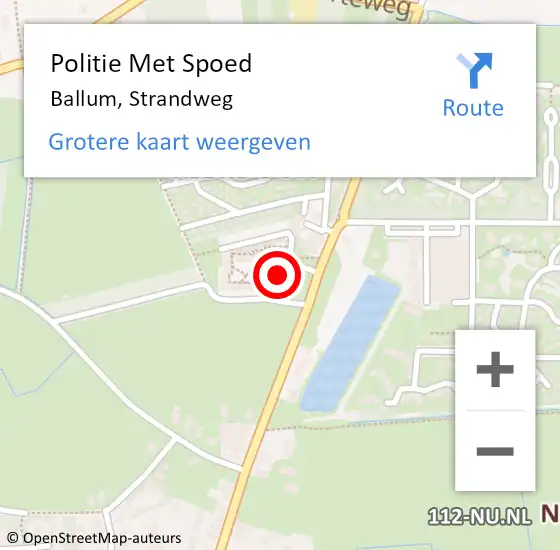 Locatie op kaart van de 112 melding: Politie Met Spoed Naar Ballum, Strandweg op 9 augustus 2022 20:45