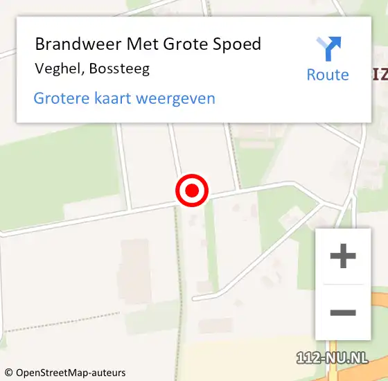 Locatie op kaart van de 112 melding: Brandweer Met Grote Spoed Naar Veghel, Bossteeg op 9 augustus 2022 21:01