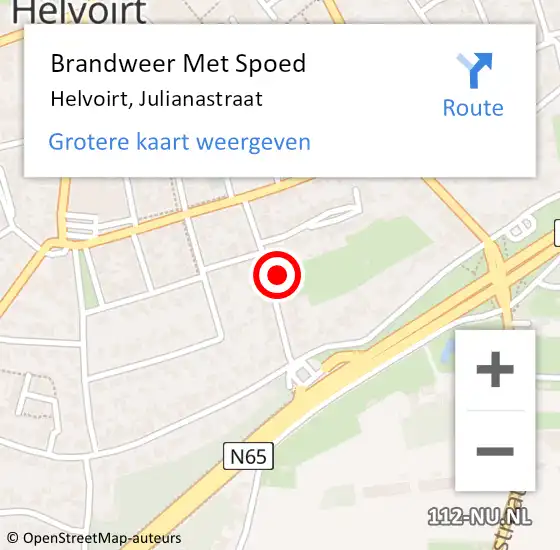 Locatie op kaart van de 112 melding: Brandweer Met Spoed Naar Helvoirt, Julianastraat op 9 augustus 2022 21:01