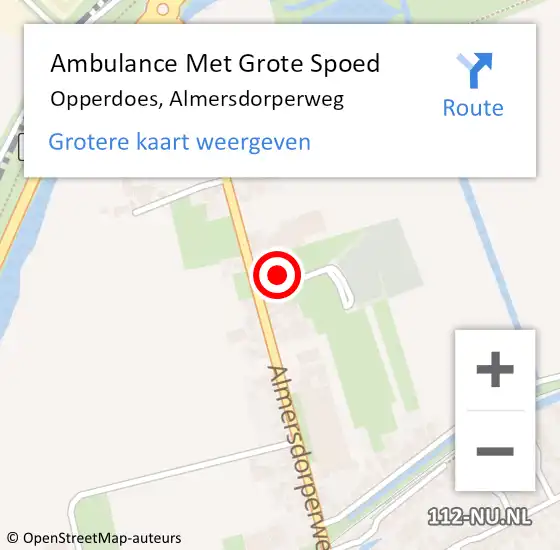 Locatie op kaart van de 112 melding: Ambulance Met Grote Spoed Naar Opperdoes, Almersdorperweg op 9 augustus 2022 21:02
