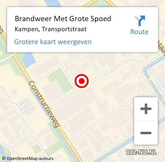 Locatie op kaart van de 112 melding: Brandweer Met Grote Spoed Naar Kampen, Transportstraat op 9 augustus 2022 21:05