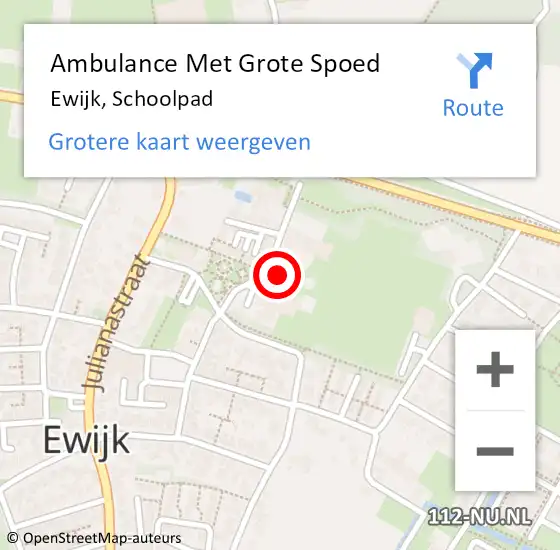 Locatie op kaart van de 112 melding: Ambulance Met Grote Spoed Naar Ewijk, Schoolpad op 25 juli 2014 20:01