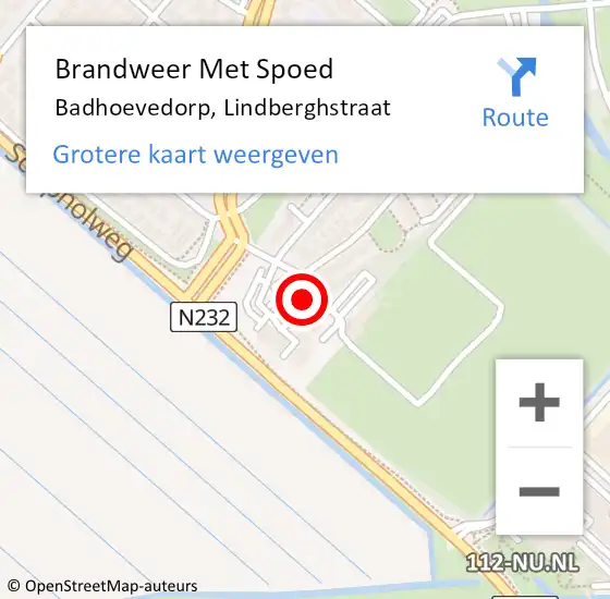 Locatie op kaart van de 112 melding: Brandweer Met Spoed Naar Badhoevedorp, Lindberghstraat op 9 augustus 2022 21:23