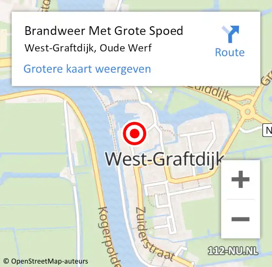 Locatie op kaart van de 112 melding: Brandweer Met Grote Spoed Naar West-Graftdijk, Oude Werf op 9 augustus 2022 21:23
