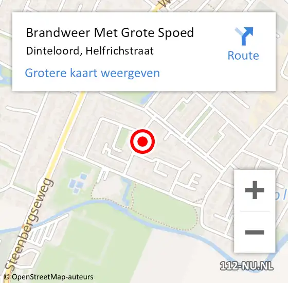 Locatie op kaart van de 112 melding: Brandweer Met Grote Spoed Naar Dinteloord, Helfrichstraat op 9 augustus 2022 21:29