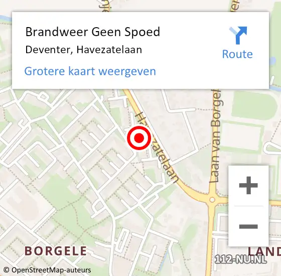 Locatie op kaart van de 112 melding: Brandweer Geen Spoed Naar Deventer, Havezatelaan op 9 augustus 2022 21:52