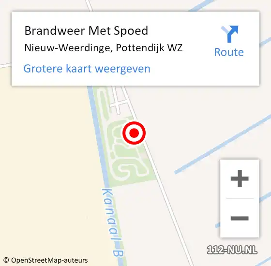 Locatie op kaart van de 112 melding: Brandweer Met Spoed Naar Nieuw-Weerdinge, Pottendijk WZ op 9 augustus 2022 22:29