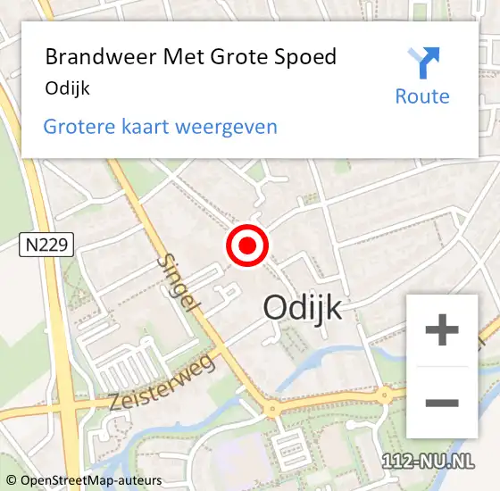 Locatie op kaart van de 112 melding: Brandweer Met Grote Spoed Naar Odijk op 9 augustus 2022 22:33