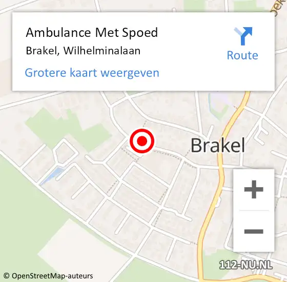 Locatie op kaart van de 112 melding: Ambulance Met Spoed Naar Brakel, Wilhelminalaan op 9 augustus 2022 23:04