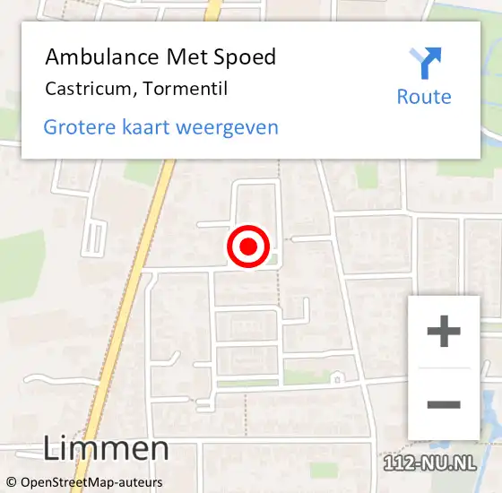 Locatie op kaart van de 112 melding: Ambulance Met Spoed Naar Castricum, Tormentil op 9 augustus 2022 23:27