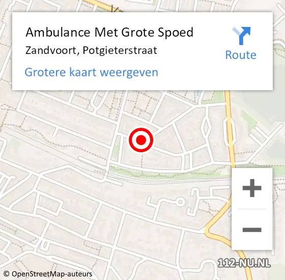 Locatie op kaart van de 112 melding: Ambulance Met Grote Spoed Naar Zandvoort, Potgieterstraat op 9 augustus 2022 23:34