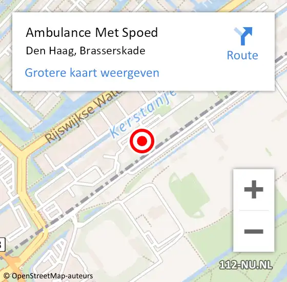 Locatie op kaart van de 112 melding: Ambulance Met Spoed Naar Den Haag, Brasserskade op 9 augustus 2022 23:53