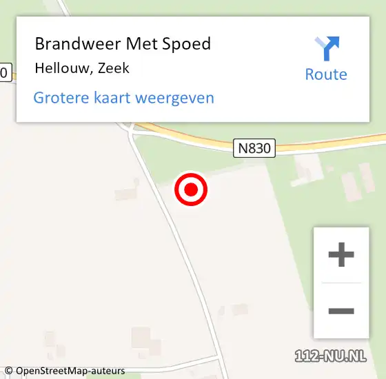 Locatie op kaart van de 112 melding: Brandweer Met Spoed Naar Hellouw, Zeek op 9 augustus 2022 23:57