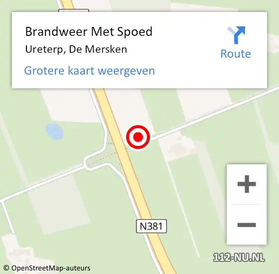 Locatie op kaart van de 112 melding: Brandweer Met Spoed Naar Ureterp, De Mersken op 10 augustus 2022 00:29