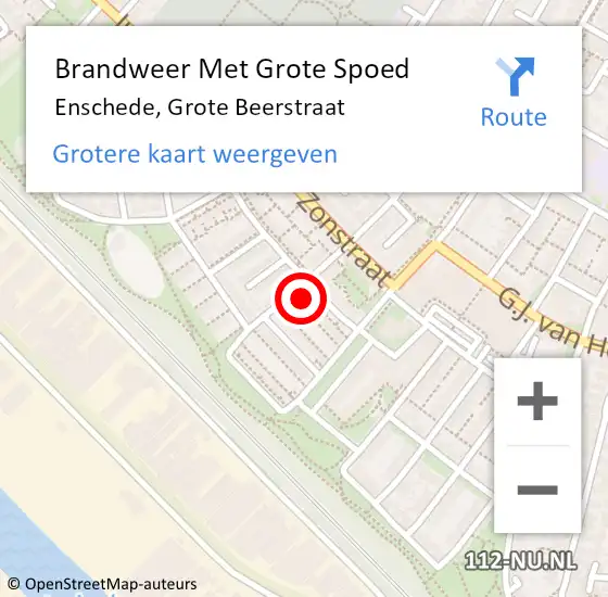 Locatie op kaart van de 112 melding: Brandweer Met Grote Spoed Naar Enschede, Grote Beerstraat op 10 augustus 2022 02:10