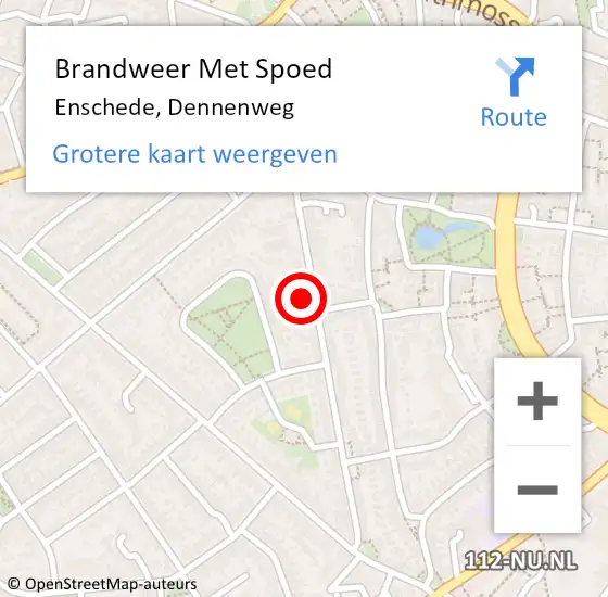 Locatie op kaart van de 112 melding: Brandweer Met Spoed Naar Enschede, Dennenweg op 10 augustus 2022 02:18