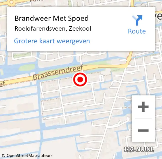 Locatie op kaart van de 112 melding: Brandweer Met Spoed Naar Roelofarendsveen, Zeekool op 10 augustus 2022 02:30