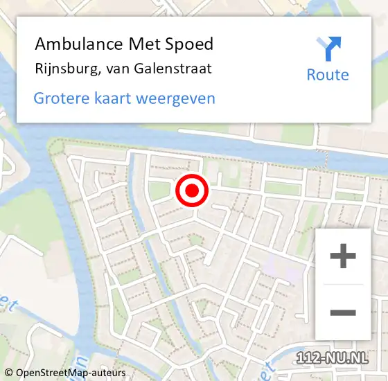 Locatie op kaart van de 112 melding: Ambulance Met Spoed Naar Rijnsburg, van Galenstraat op 10 augustus 2022 02:32