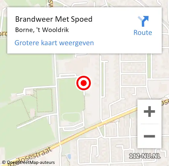 Locatie op kaart van de 112 melding: Brandweer Met Spoed Naar Borne, 't Wooldrik op 10 augustus 2022 02:42