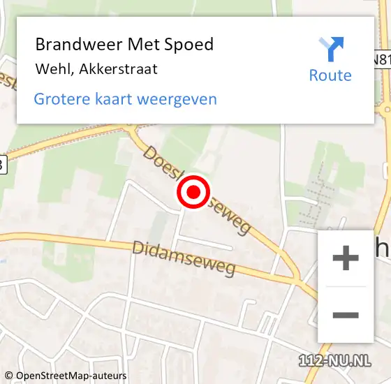 Locatie op kaart van de 112 melding: Brandweer Met Spoed Naar Wehl, Akkerstraat op 25 juli 2014 20:26