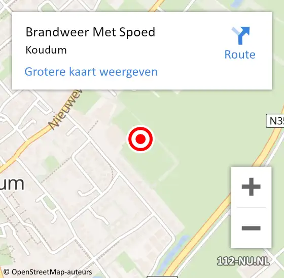 Locatie op kaart van de 112 melding: Brandweer Met Spoed Naar Koudum op 10 augustus 2022 03:16