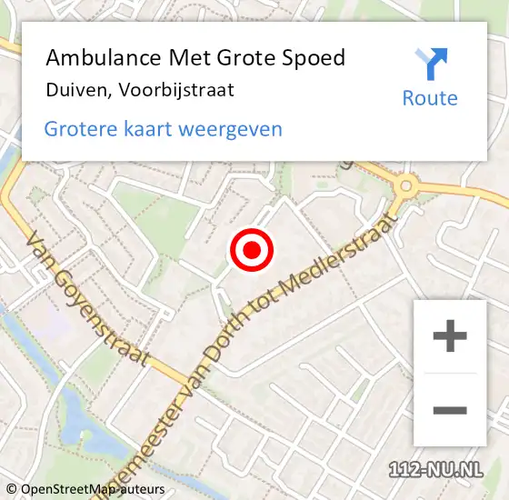 Locatie op kaart van de 112 melding: Ambulance Met Grote Spoed Naar Duiven, Voorbijstraat op 10 augustus 2022 03:28