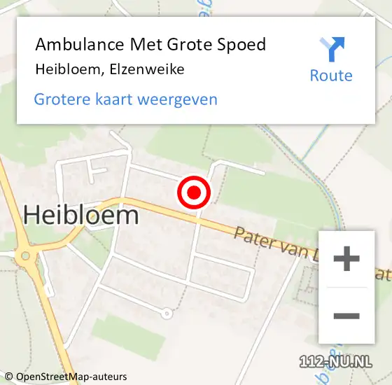 Locatie op kaart van de 112 melding: Ambulance Met Grote Spoed Naar Heibloem, Elzenweike op 25 juli 2014 20:29