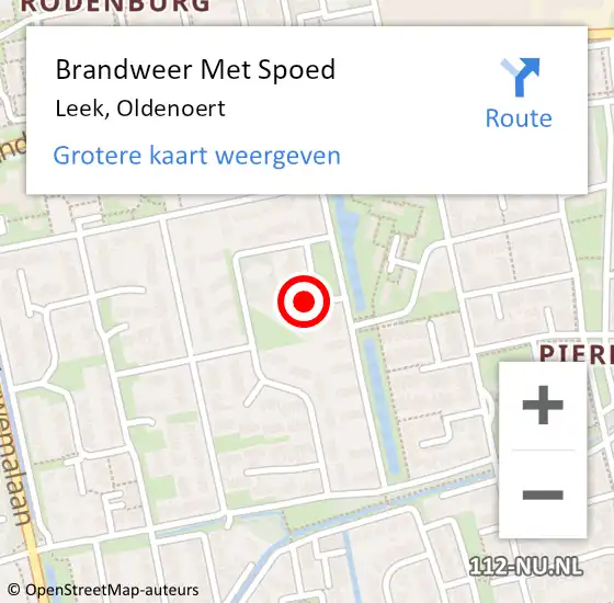 Locatie op kaart van de 112 melding: Brandweer Met Spoed Naar Leek, Oldenoert op 10 augustus 2022 05:57